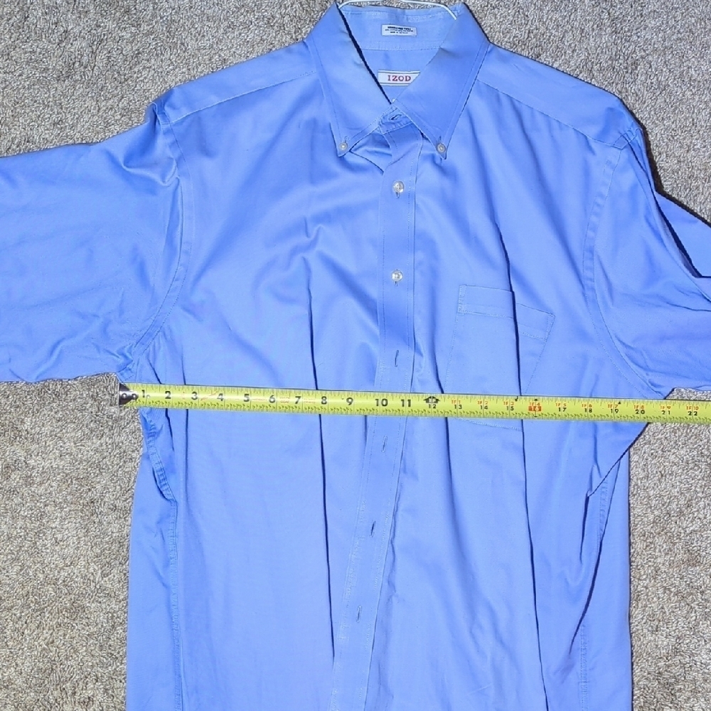 Izod Men's Casual Blue Button-Down Dress Shirt - Picture 5 of 7